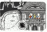 Rychlé šípy na balkoně - kresba k pátrací hře po staré Praze (kresba Milan Teslevič (celek), Jan Fischer (figury Rychlých šípů)